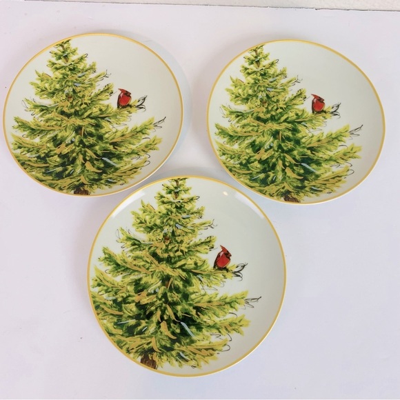 Set Of 6 Pottery Barn Holiday Forest Salad/Desert Plates 8” - Picture 5 of 7